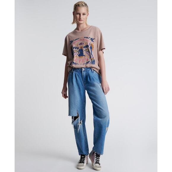 One Teaspoon Free People Smiths Low Waist Wide Leg Denim Jeans NWOT SZ 34 - Picture 1 of 14